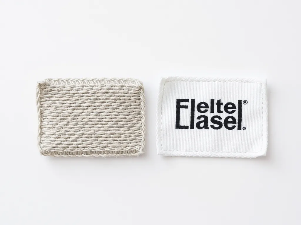 Hai mẫu nhãn dệt và nhãn in được đặt cạnh nhau trên nền trắng, nhãn dệt có kết cấu sợi nổi, nhãn in bề mặt phẳng, minh họa so sánh. Hai mẫu nhãn dệt và nhãn in được đặt cạnh nhau trên nền trắng, nhãn dệt có kết cấu sợi nổi, nhãn in bề mặt phẳng, minh họa so sánh.